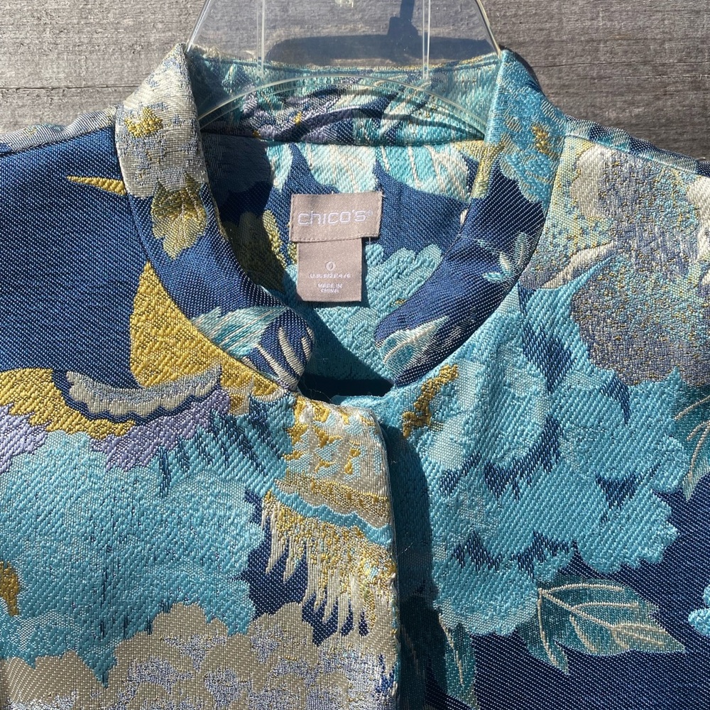 Chico's Green and Blue Floral Blazer - Picture 6 of 10